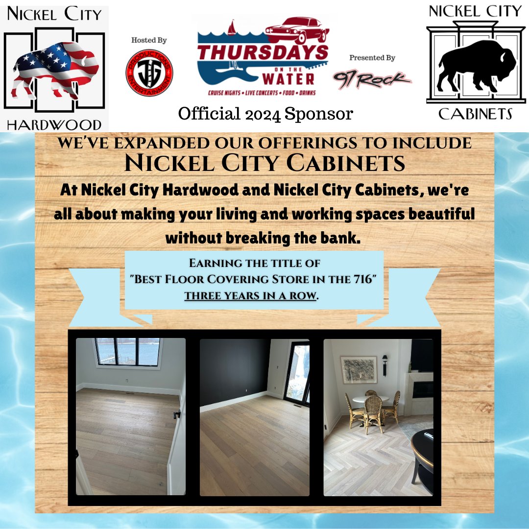 Thursdays on the Water official sponsor visual for Nickel City Cabinets